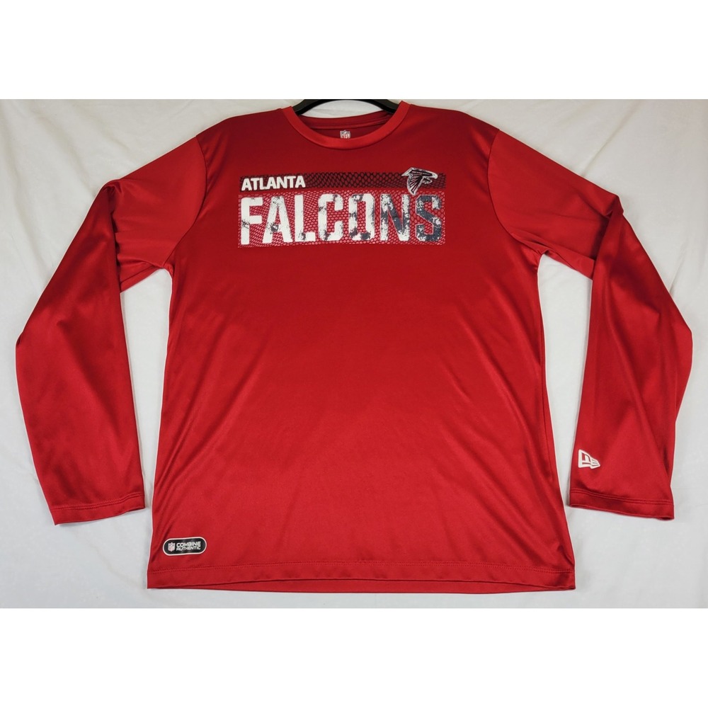 New Era Atlanta Falcons NFL Combine Authentic Red Long Sleeve Shirt Mens Large